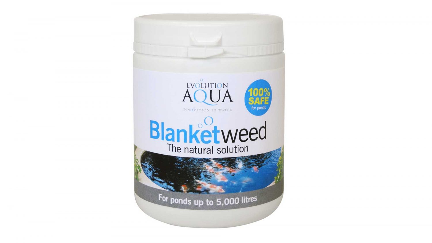 Evolution Aqua Blanketweed 800g is a wildlife and pond filter friendly blanket weed treatment for ponds up to 10,000 litres. Blanketweed is 100% fish, plant and wildlife safe, and using it won’t negatively affect any beneficial bacteria or biological filters. It can be used in any ornamental ponds or closed bodies of freshwater and UV clarifiers do not need to be turned off when using it.