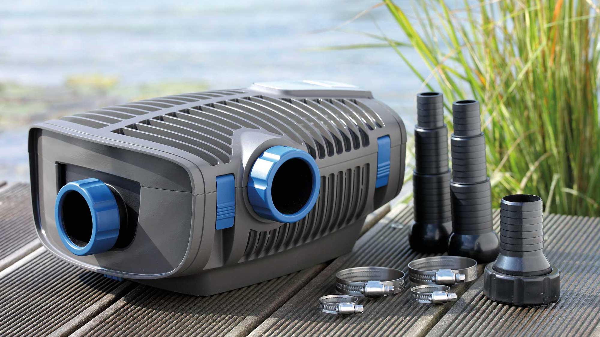 The Oase Aquamax Eco Premium 6000 is an energy-efficient filter and watercourse pump with an extra inlet.