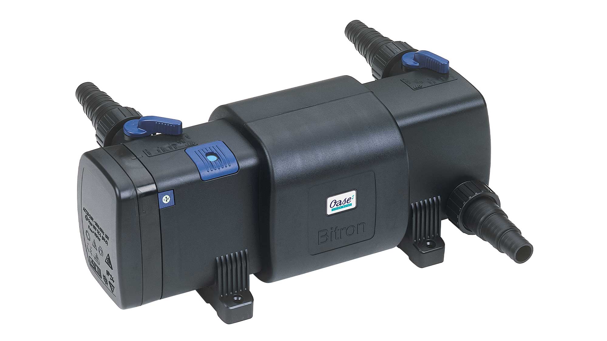 OASE106461-BitronC24W The Oase Bitron C 24W is a UV clarifier for ensuring clear water in wildlife and goldfish ponds. UV light kills unicellular algae that cause green water.