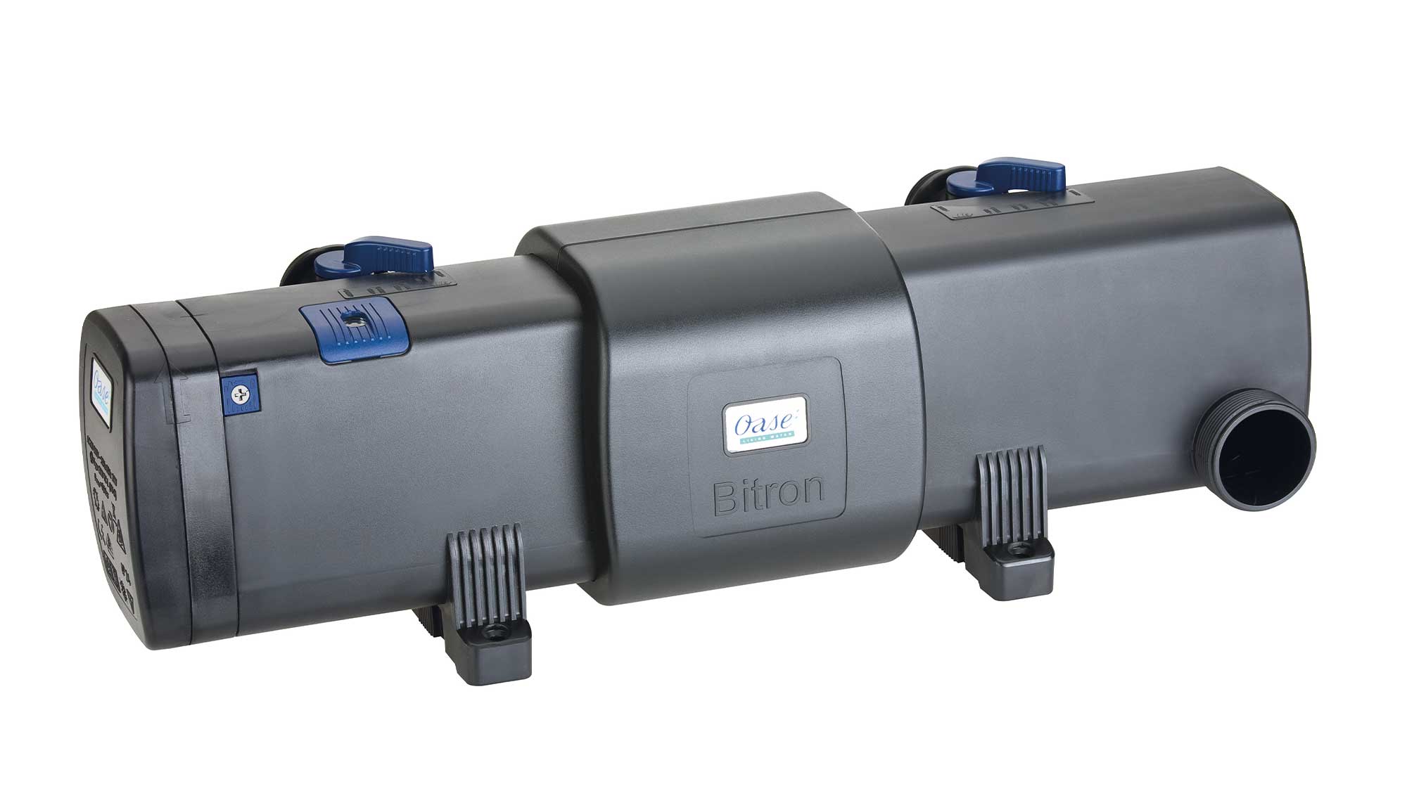 OASE106466-Bitron55C The Oase Bitron Eco 240W is a energy-efficient UV clarifier for large koi ponds and swim ponds that can save you up to 50% on your electricity bills.