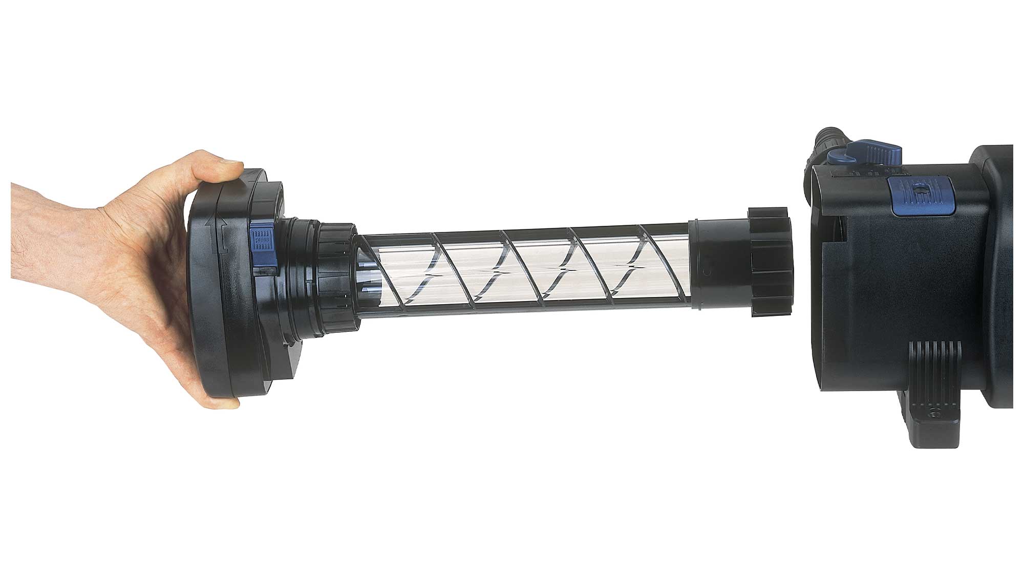 OASE106475-BitronC24W The Oase Bitron Eco 240W is a energy-efficient UV clarifier for large koi ponds and swim ponds that can save you up to 50% on your electricity bills.