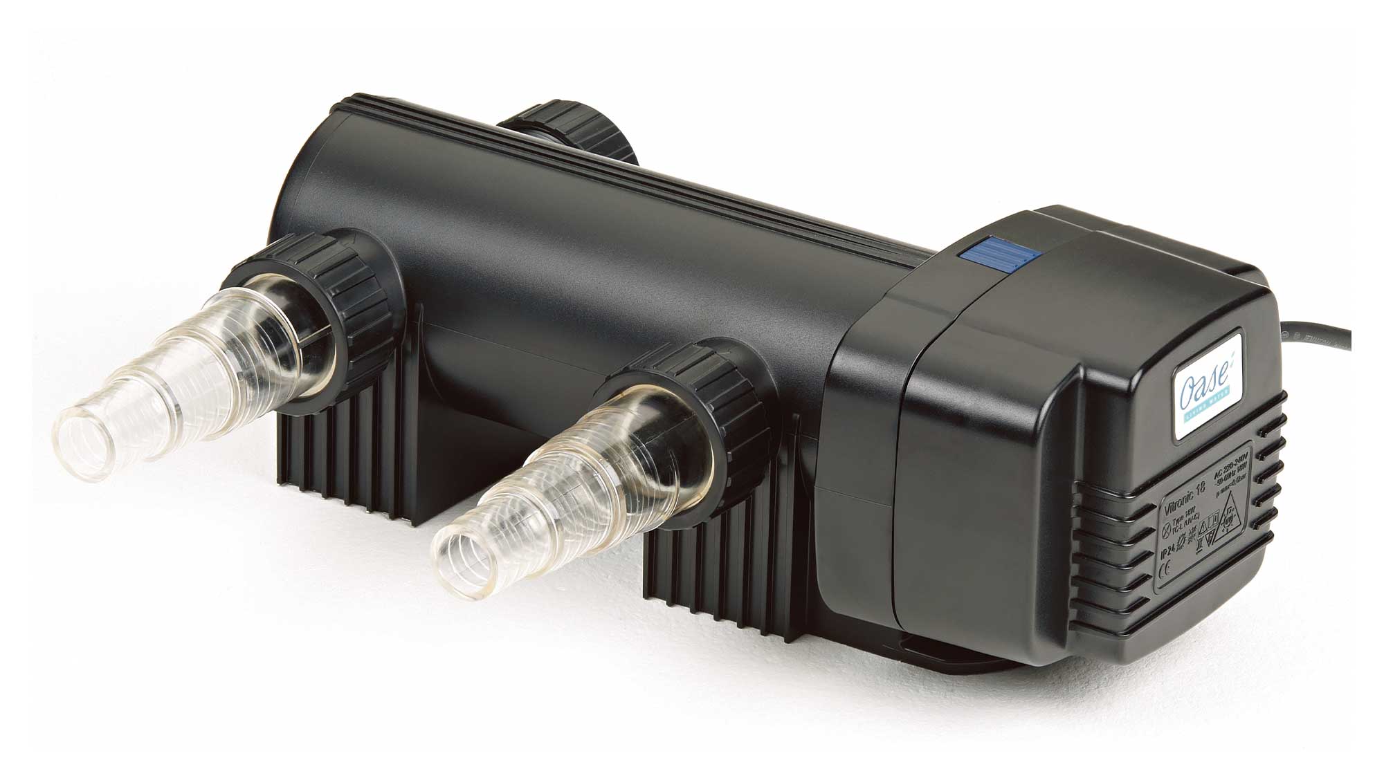 OASE144073-Vitronic18W The Oase Vitronic 18W UV ensures clear water in natural ponds to 20m³ and goldfish ponds up to 10m³ killing algae that causes green water.