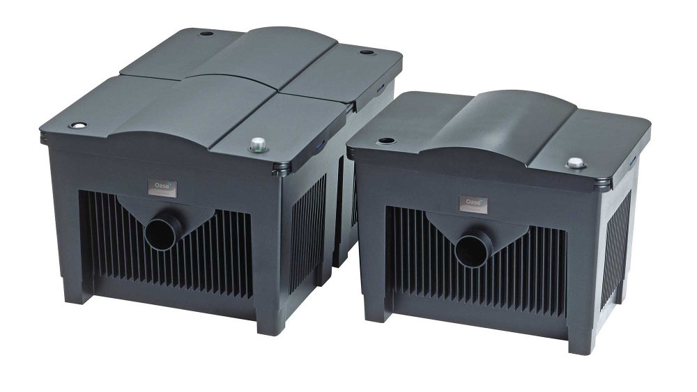 The Oase BioSmart 18000 through-flow filter has special foam media to break down pond waste.