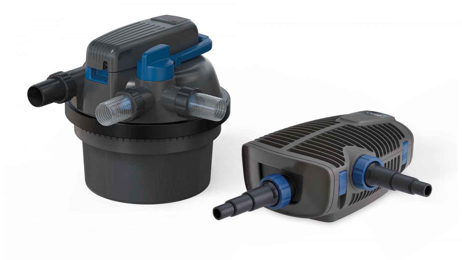 The FiltoClear Set 5000 OC is a complete pond filter set, including a 5,000 litre pond pressure filter, filter pump, and integrated 18W UV clarifier.